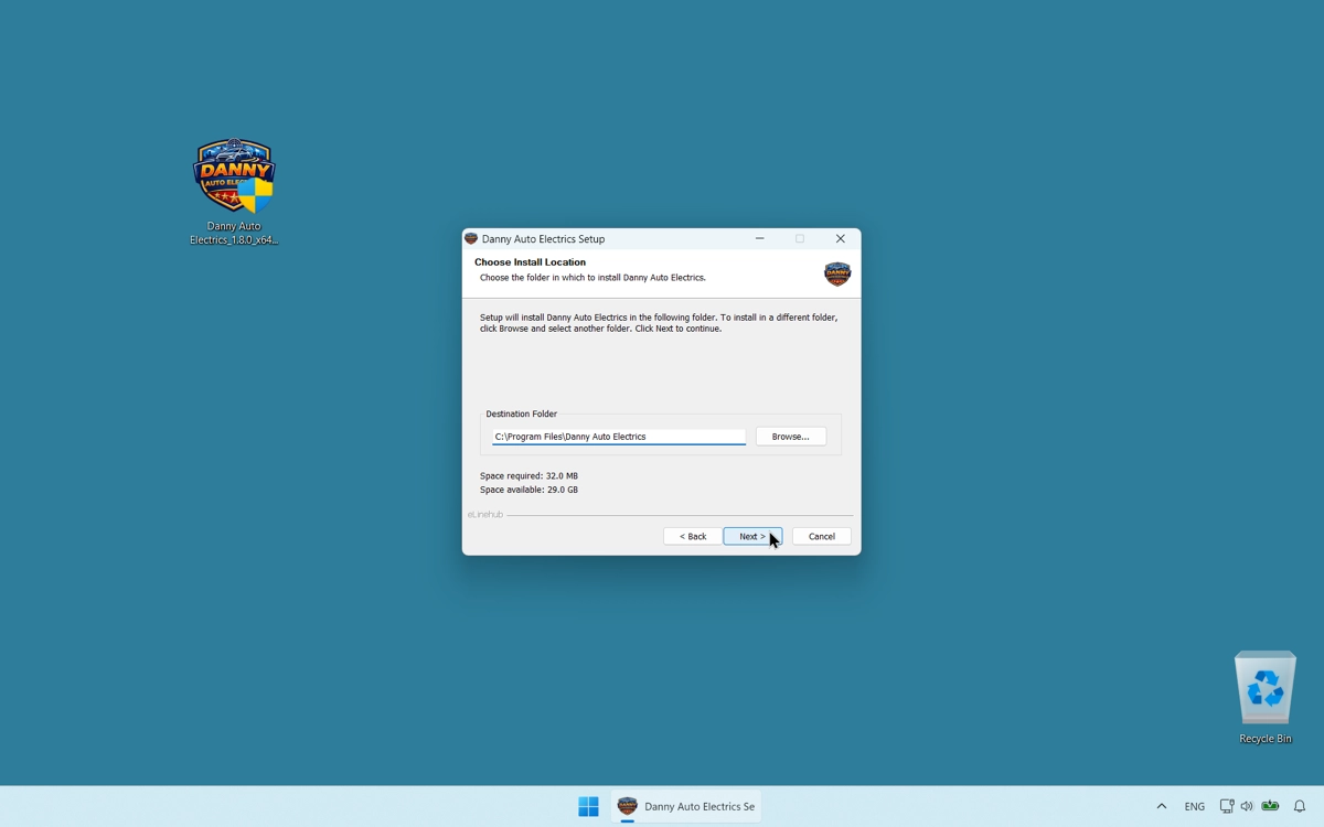 Custom Mechanic app installer file icon and the Windows installation wizard on first launch